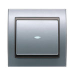 Conmutador simple con visor aluminio Fusión, serie Mega