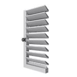 Celosía de lama móvil de aluminio extrusionado, D-7 de Saxun. Profundidad de lama: 70mm. Sistema pivote