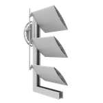Celosía de lama móvil de aluminio, O-210 de Saxun. Profundidad de lama: 120mm. Sistema pivote