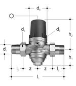 Válvula reductora de presión JRGURED con racores, referencia 350732801 de Georg Fischer. PN 25 - 6 bar. 1/2''