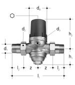 Válvula reductora de presión JRGURED con racores, referencia 350734001 de Georg Fischer. PN 25, 2 bar PRV 1/2