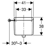 Cisterna vista serie AP123, referencia 123.701.11.1 de Geberit, descarga simple, para el accionamiento de la descarga a distanci