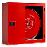 Boca de incendio equipada, ø25, referencia CR3X14 de Cofem. Pintada en rojo, puerta semiciega roja