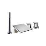 Conjunto termostático de baño-ducha para repisa con equipo de ducha metálico