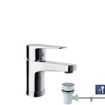 Monomando de lavabo con sistema de apertura en agua fría y válvula automática Inox, serie Titanium Energy de Ramón Soler