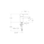 Monomando lavabo, referencia 1891 de la serie Titanium Energy de Ramón Soler. Sistema C3. Altura 62 mm, salida de agua 98 mm