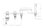 Conjunto termostático baño para repisa, referencia 4733TMK de la serie Kuatro de Ramón Soler. Con caño (altura 97mm, salida agua 225mm) y equipo ducha metálico, sistema Termostop