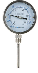 Termómetro bimetálico, serie 8037 de Genebre. INOX 100mm inferior L:100mm -20+60