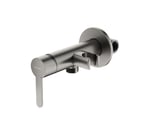 Mezclador sanitario de ducha con soporte, serie 65144 de Genebre. Con soporte metal cepillado