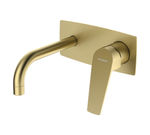 Monomando de lavabo empotrado, serie Kloe oro cepillado de Genebre. Caño 16 cm