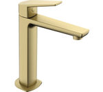 Monomando de lavabo medio alto serie Kloe oro cepillado de Genebre