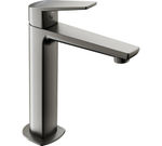 Monomando de lavabo medio alto serie Kloe metal cepillado de Genebre