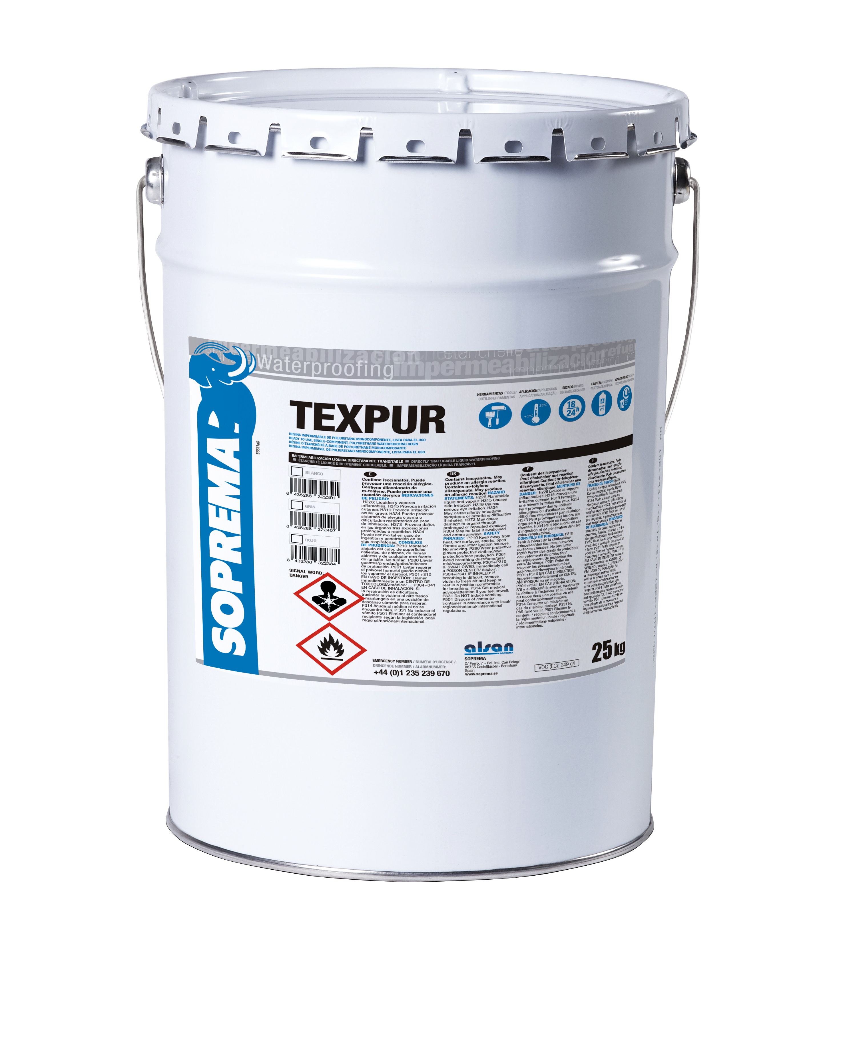 Soprema - Texpur blanco - 25 kg - membrana de poliuretano monocomponente