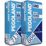 Adhesivo cementoso para la colocación de pavimentos, Pegoland® Uno C1 de Grupo Puma. 25 Kg. Blanco