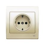 Base enchufe 2P + TT segur. lat. beige, serie Iris