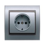 Base enchufe 2P + TT segur. lat. aluminio Prusia, serie Mega