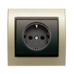 Base enchufe 2P + TT segur. lat. dorado Malta Cosso, serie Mega