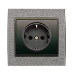Base enchufe 2P + TT segur. lat. gris Ceniza, serie Mega