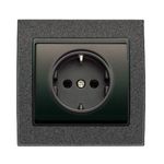 Base enchufe 2P + TT segur. lat. negro Ébano, serie Mega