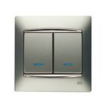 Conmutador doble con visor gris Sombra, serie Coral