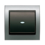 Conmutador simple con visor aluminio Fusión Cosso, serie Mega