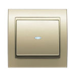 Conmutador simple con visor dorado Malta, serie Mega