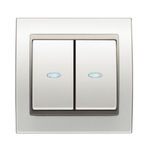Conmutador doble con visor blanco Perla Mabe, serie Mega