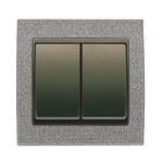Interruptor doble gris Ceniza, serie Mega