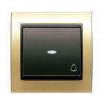 Pulsador timbre con visor dorado, serie Mega