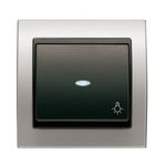 Pulsador luz con visor aluminio, serie Mega