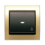Pulsador luz con visor dorado, serie Mega
