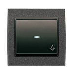 Pulsador luz con visor negro Ébano, serie Mega