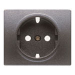 Tapa enchufe 2P+TT segur. lat. negro antracita