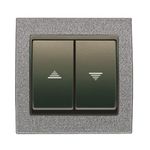 Interruptor doble persianas gris Ceniza, serie Mega