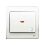 Pulsador timbre con visor blanco, serie Iris estanca IP44