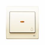 Pulsador timbre con visor beige, serie Iris estanca IP44
