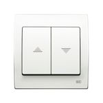 Pulsador doble persianas con enclav. eléc. blanco, serie Iris estanca IP44