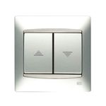 Interruptor doble persianas plata Luna, serie Coral