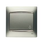 Pulsador timbre gris Sombra, serie Coral