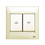 Pulsador doble persianas con enclav. eléc. beige, serie Coral