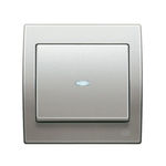 Conmutador simple con visor aluminio Mercurio, serie Iris