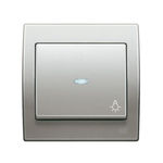 Pulsador luz con visor aluminio Mercurio, serie Iris