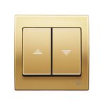 Pulsador doble persianas con enclav. eléc. dorado Odisea, serie Iris