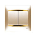 Conmutador doble dorado Perlado, serie Coral