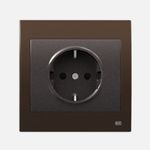 Base enchufe 2P + TT segur. lat. Chocolate con antracita, serie Iris