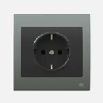 Base enchufe 2P + TT segur. lat. acero Neptuno con antracita, serie Iris