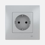 Base enchufe 2P + TT segur. lat. plata Luna, serie Coral