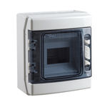 Caja estanca gris con ventana transparente en ABS 202x231x113
