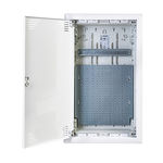 Caja multimedia IP40 empotrar paredes convecionales, placa multimedia 300x295 de IDE. 14 módulos de capacidad