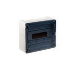 Caja de distribución IP40 superficie, referencia GPS12PT de IDE. 1x12 módulos. Puerta transparente